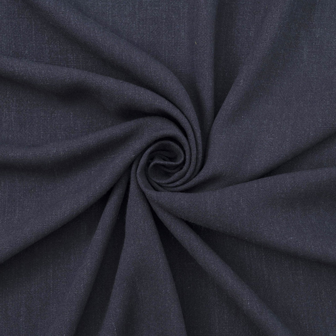 Navy linen-rayon blend fabric for tailored dresses and blouses