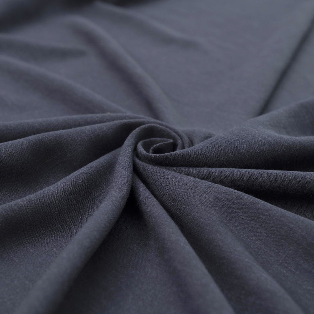Navy linen-rayon blend fabric for tailored dresses and blouses