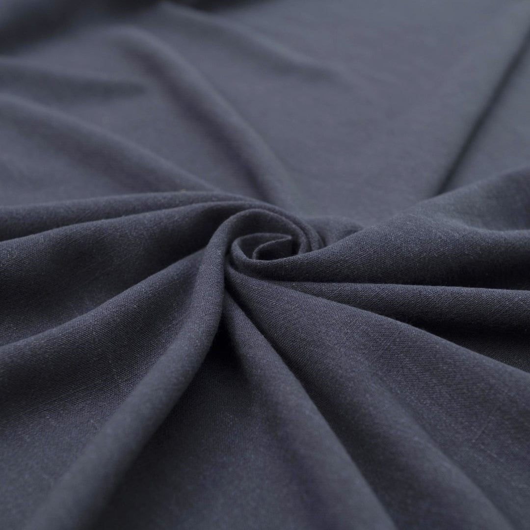 Navy linen-rayon blend fabric for tailored dresses and blouses