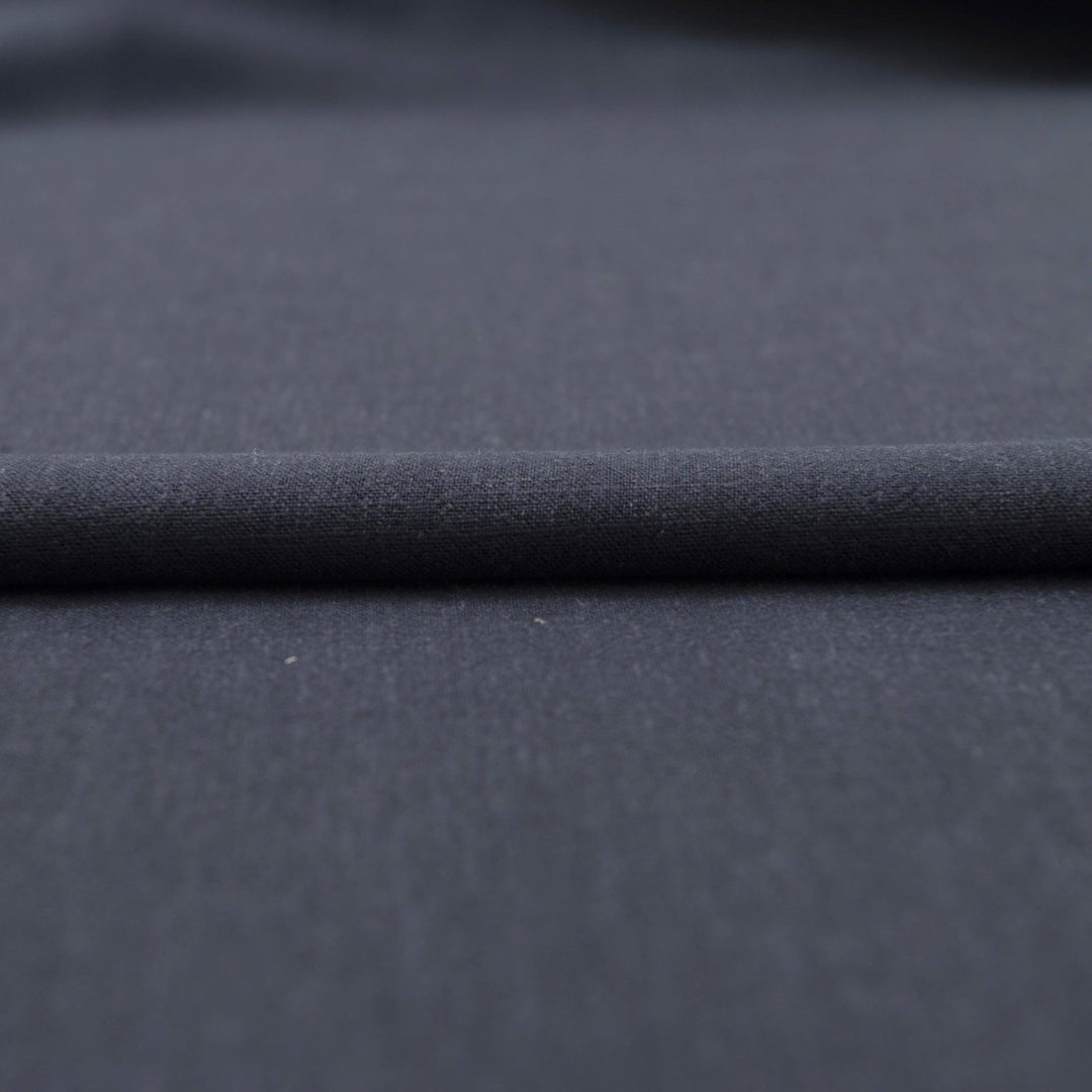 Navy linen-rayon blend fabric for tailored dresses and blouses