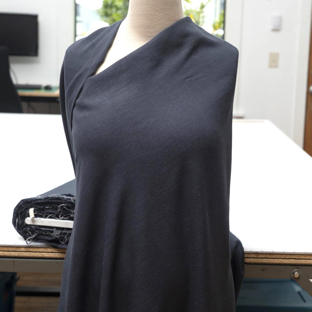 Navy linen-rayon blend fabric for tailored dresses and blouses