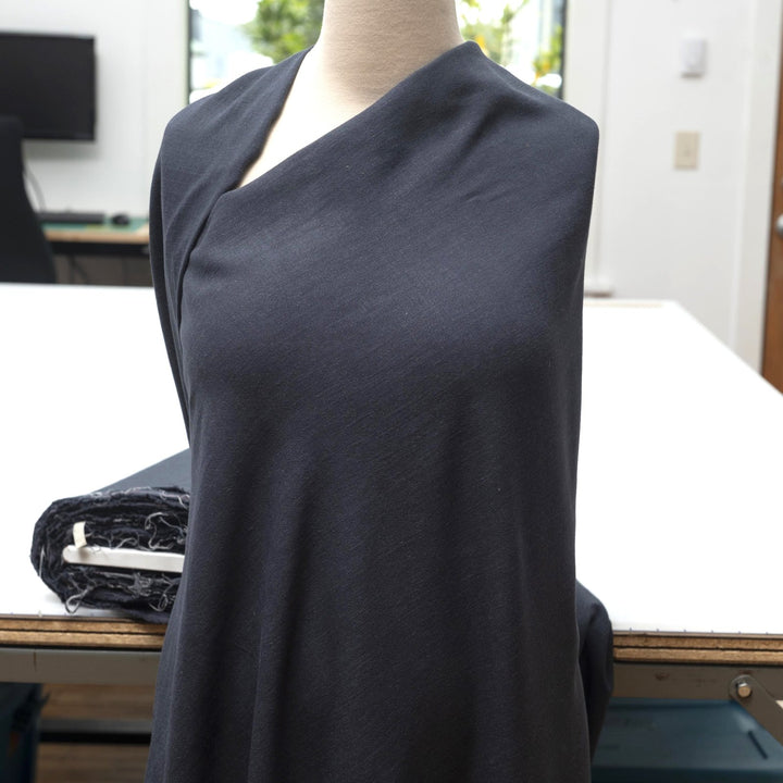 Navy linen-rayon blend fabric for tailored dresses and blouses