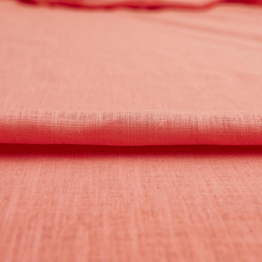 Linen and rayon blend fabric – Peach Woven, 54 inches wide, lightweight with soft drape, perfect for dresses, shirts, and loose pants