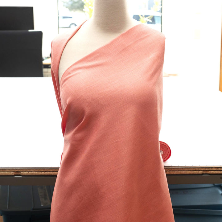 Linen and rayon blend fabric – Peach Woven, 54 inches wide, lightweight with soft drape, perfect for dresses, shirts, and loose pants