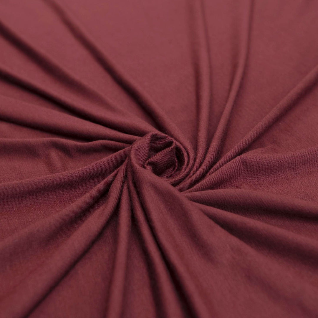 Luxurious Wine Modal Jersey - 93% Modal 7% Spandex Fabric for Tops & Dresses