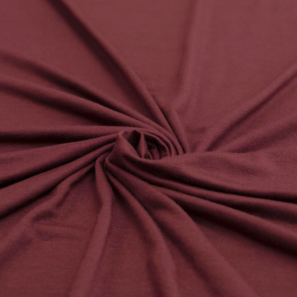 Luxurious Wine Modal Jersey - 93% Modal 7% Spandex Fabric for Tops & Dresses