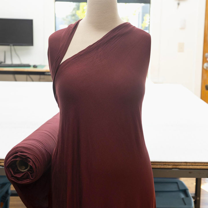 Luxurious Wine Modal Jersey - 93% Modal 7% Spandex Fabric for Tops & Dresses