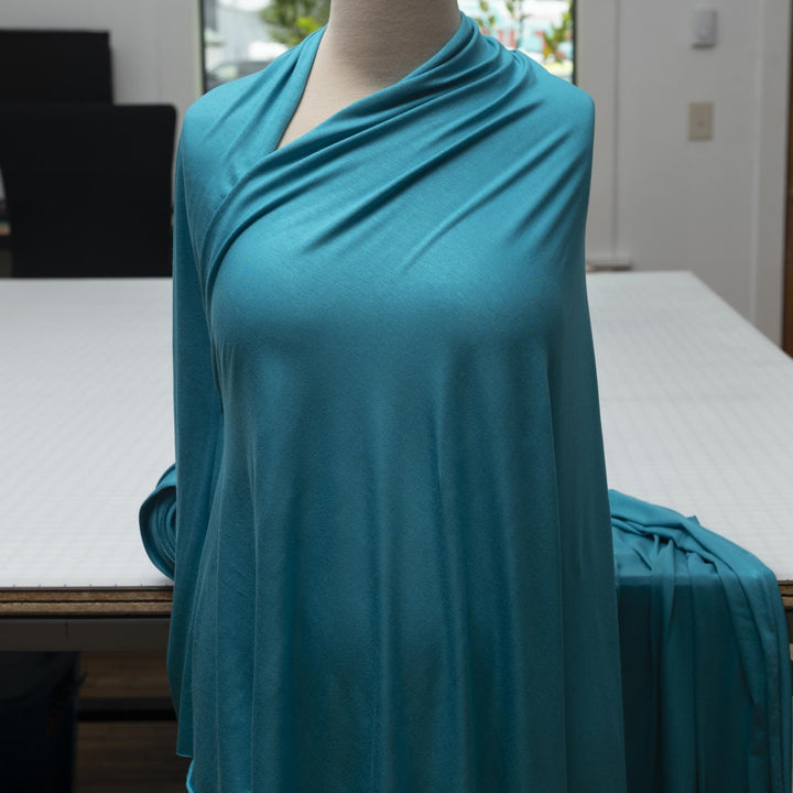 Ocean Blue Modal Jersey Knit - Ultra-Soft Stretchy Fabric for Sewing