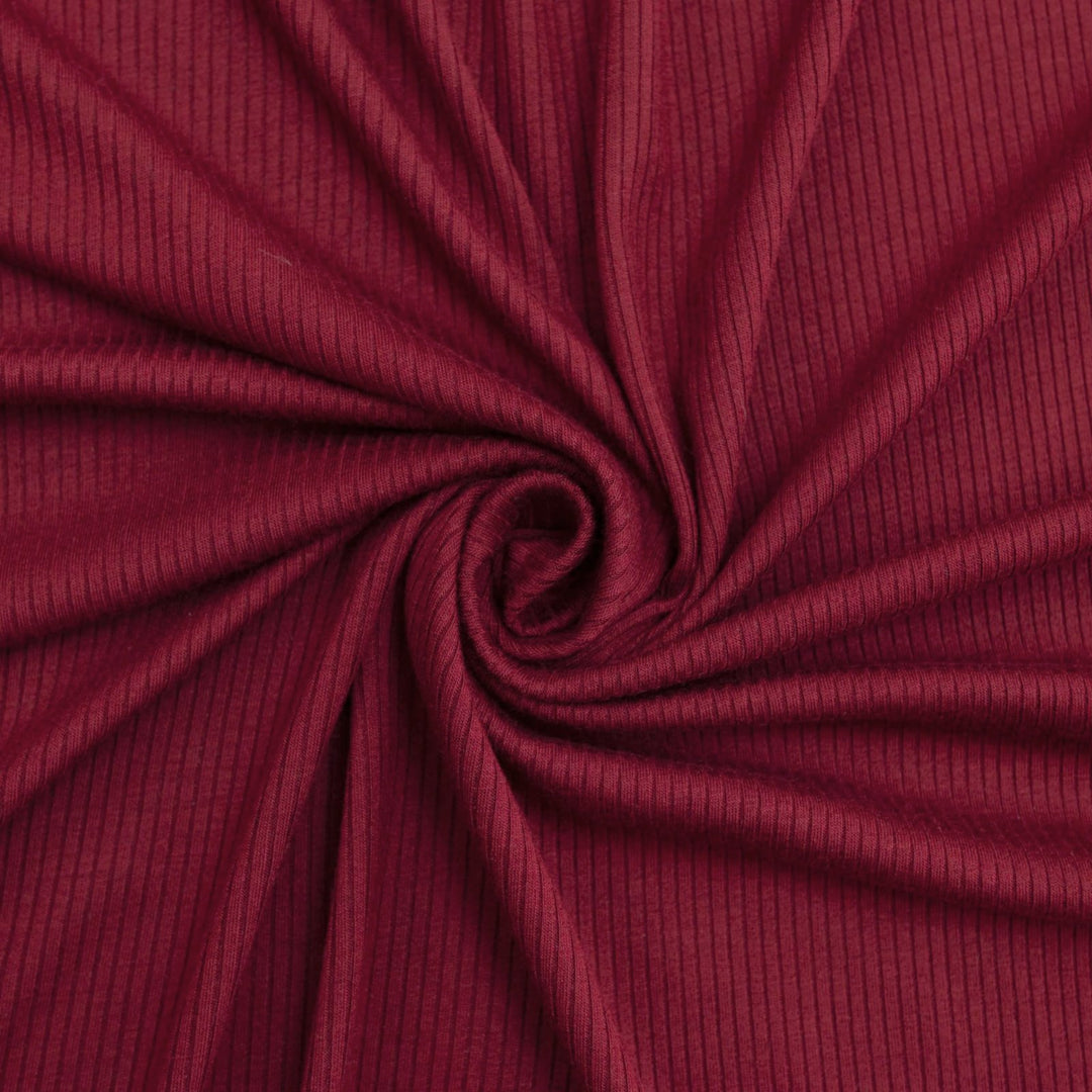 Luxurious Wine Modal Rib Knit - 90% Modal 10% Spandex for Cozy Sewing Projects