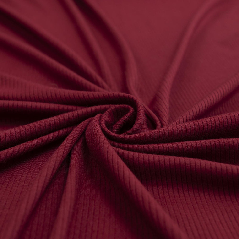Luxurious Wine Modal Rib Knit - 90% Modal 10% Spandex for Cozy Sewing Projects
