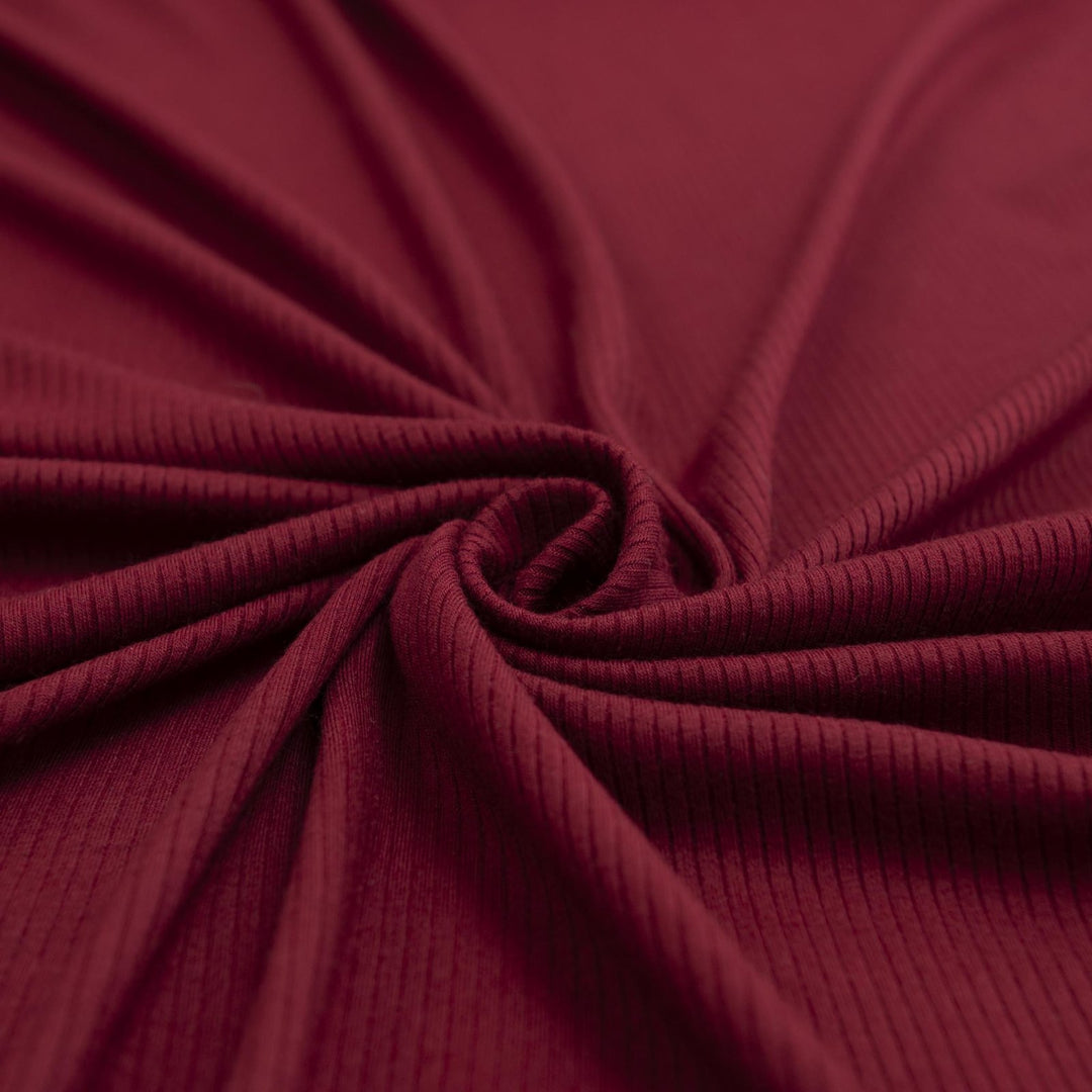 Luxurious Wine Modal Rib Knit - 90% Modal 10% Spandex for Cozy Sewing Projects