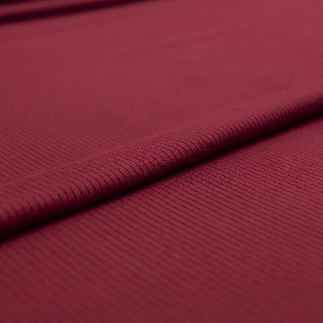 Luxurious Wine Modal Rib Knit - 90% Modal 10% Spandex for Cozy Sewing Projects