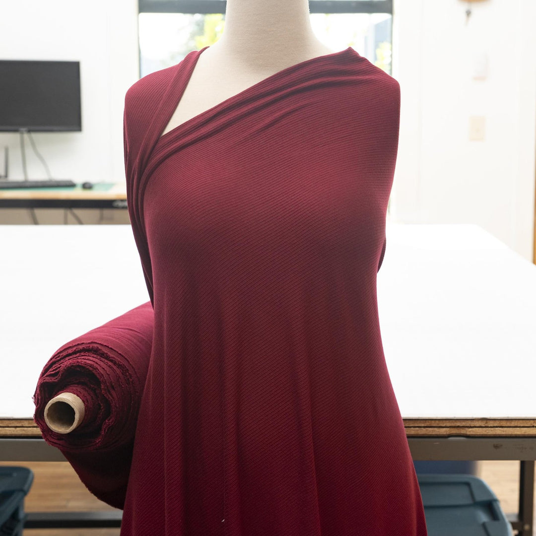 Luxurious Wine Modal Rib Knit - 90% Modal 10% Spandex for Cozy Sewing Projects