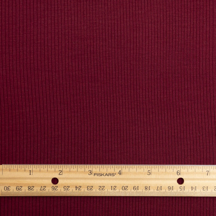 Luxurious Wine Modal Rib Knit - 90% Modal 10% Spandex for Cozy Sewing Projects