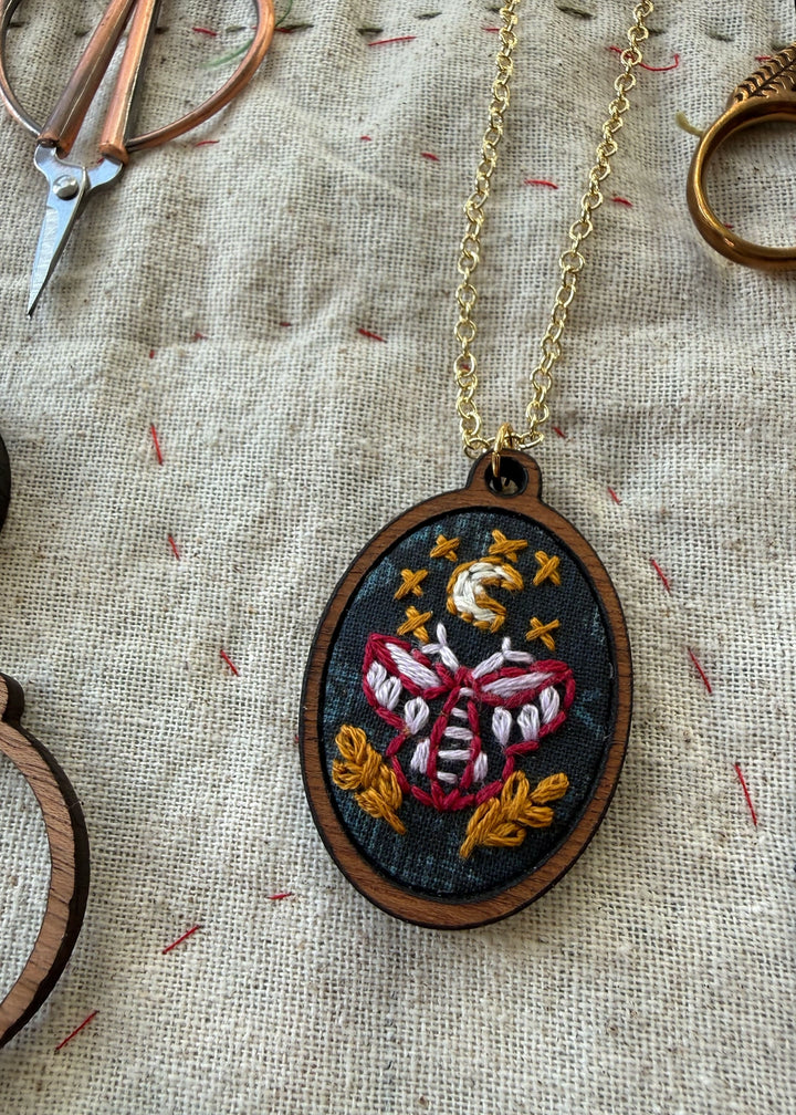 Embroidered Necklace Kit - Moth