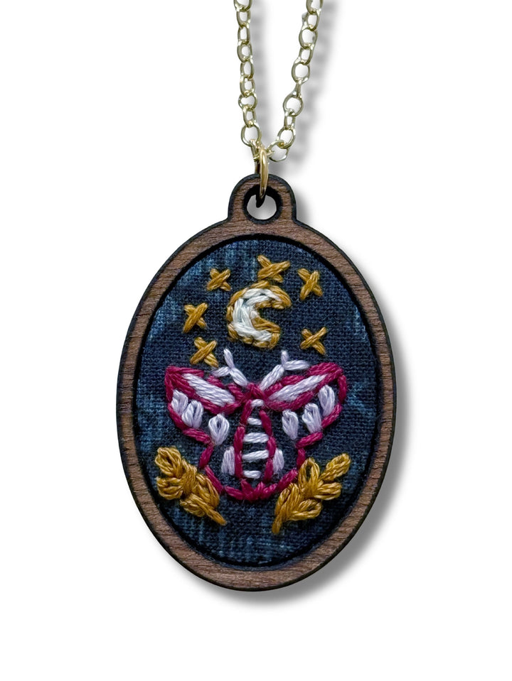 Embroidered Necklace Kit - Moth