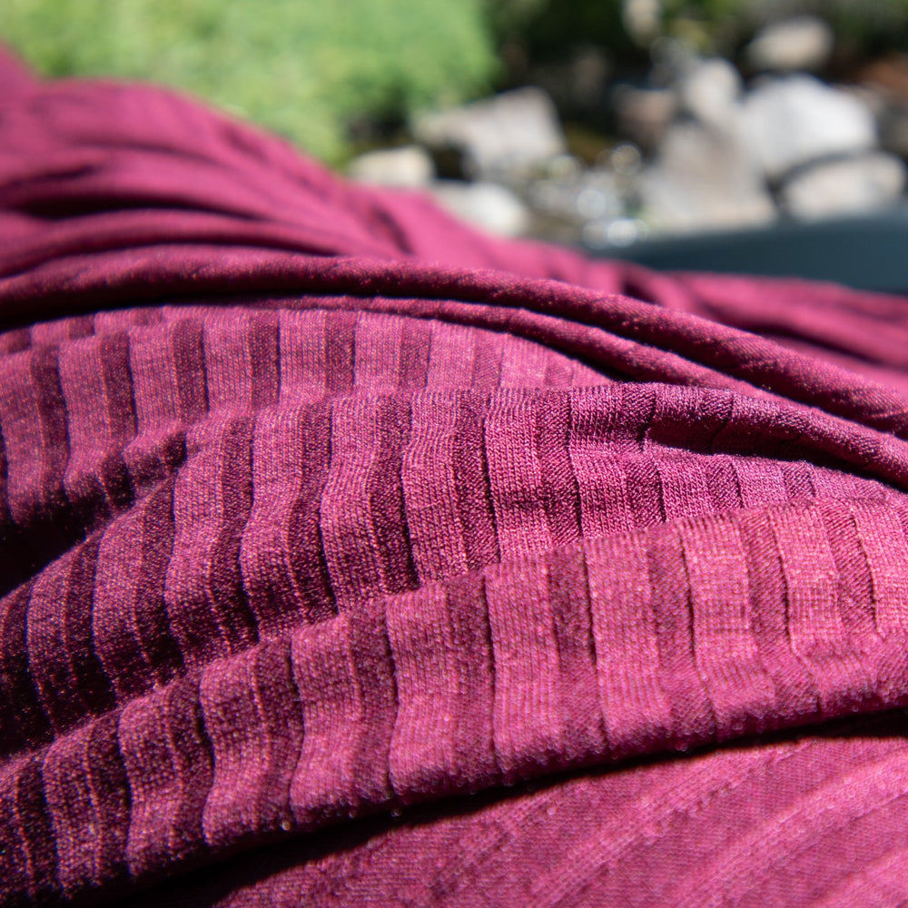 Burgundy Rayon Rib Knit Fabric - 95% Rayon 5% Spandex - 4-Way Stretch Soft Material for Dresses & Loungewear
