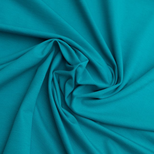 Turquoise Jewell Ponte Knit Fabric - 80% Rayon 10% Nylon 10% Spandex - Wide Stretchy Luxury Material for Sewing Blazers & Dresses