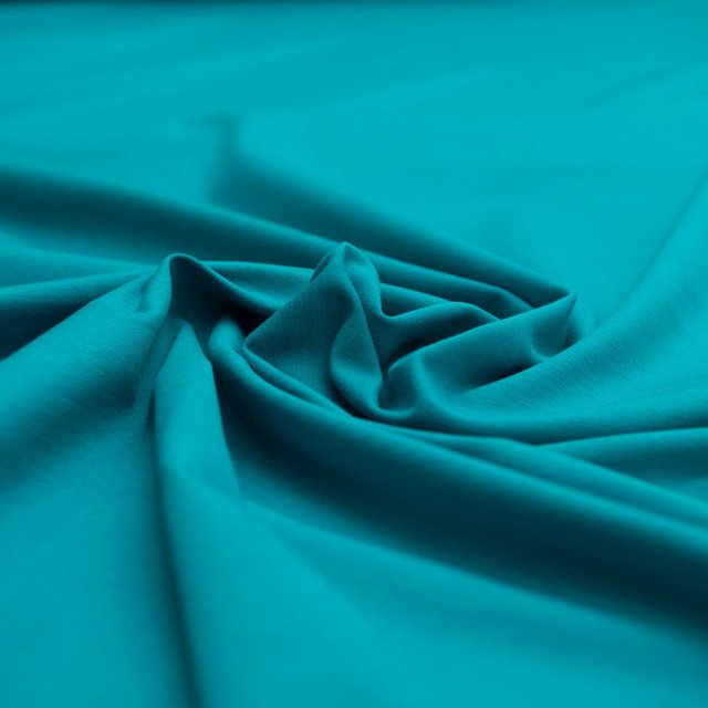 Turquoise Jewell Ponte Knit Fabric - 80% Rayon 10% Nylon 10% Spandex - Wide Stretchy Luxury Material for Sewing Blazers & Dresses