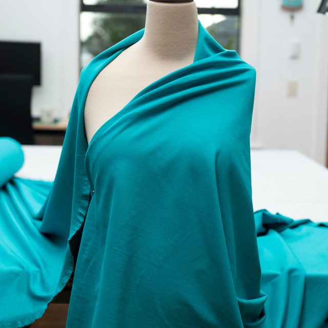 Turquoise Jewell Ponte Knit Fabric - 80% Rayon 10% Nylon 10% Spandex - Wide Stretchy Luxury Material for Sewing Blazers & Dresses