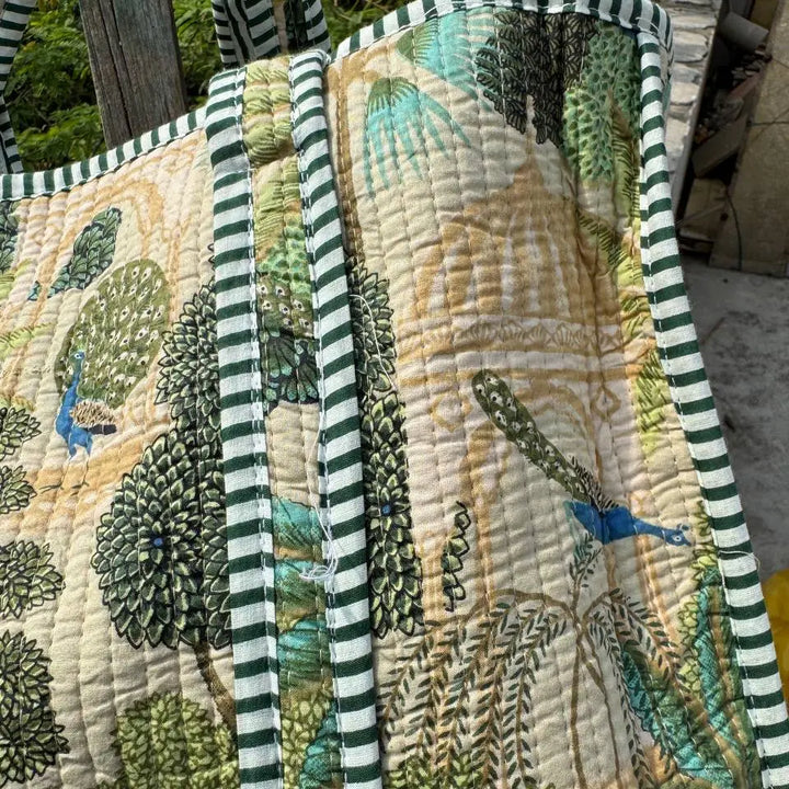 Quilted Market Bag – Peacock Garden
