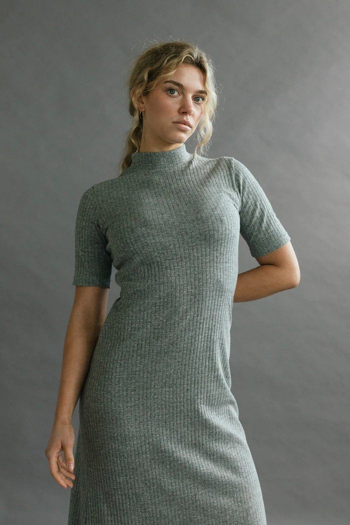 Rib Knit - Rayon Cotton - Grey