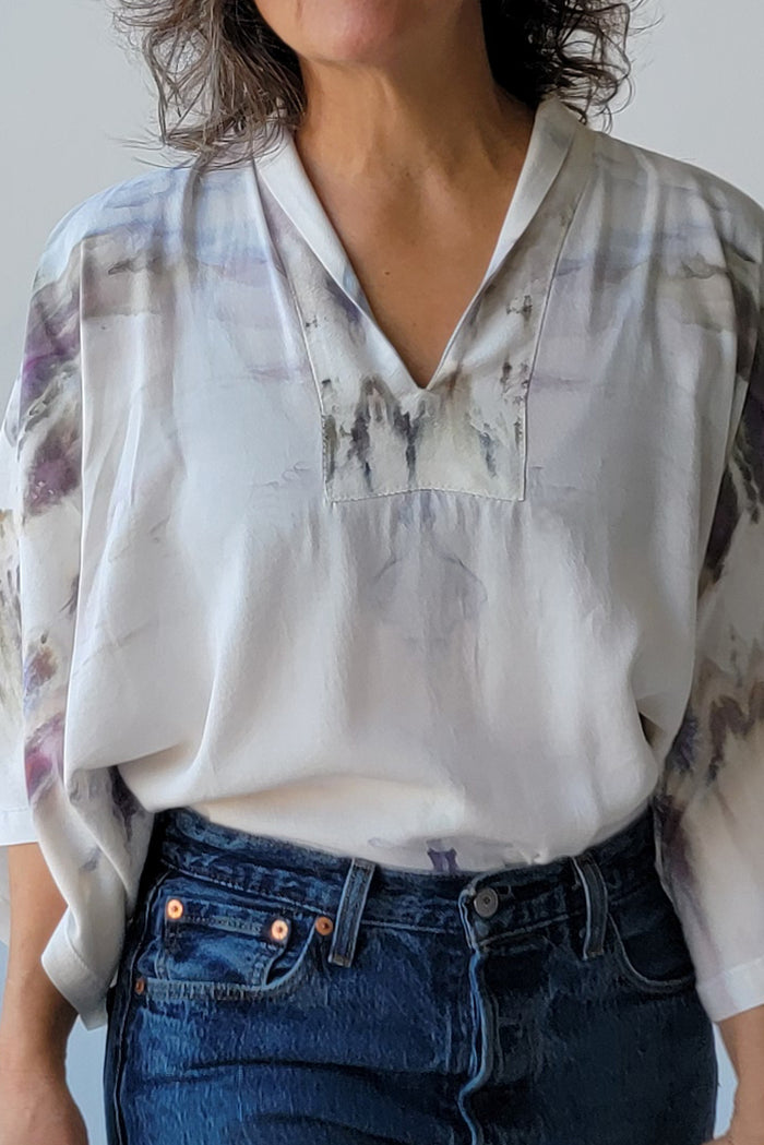 Sew House Seven Revel Topper sewing pattern with cut-on shawl collar and sleeve variations