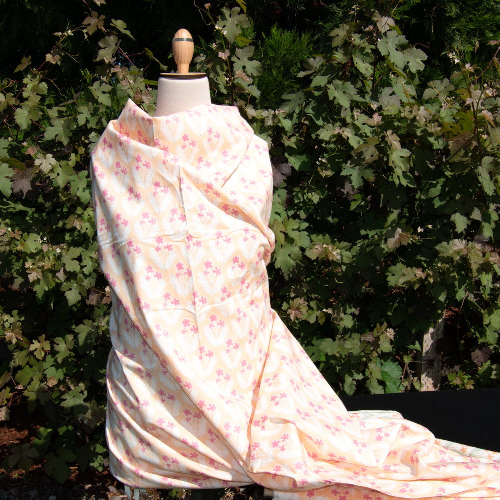 Japanese Cotton Poplin Fabric Apricot Pink Floral Pattern 43-inch Lightweight Material