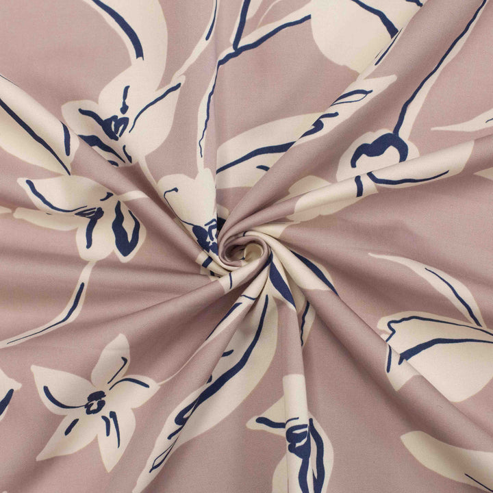 Rayon Challis - Japanese Gestural Flowers - Mauve