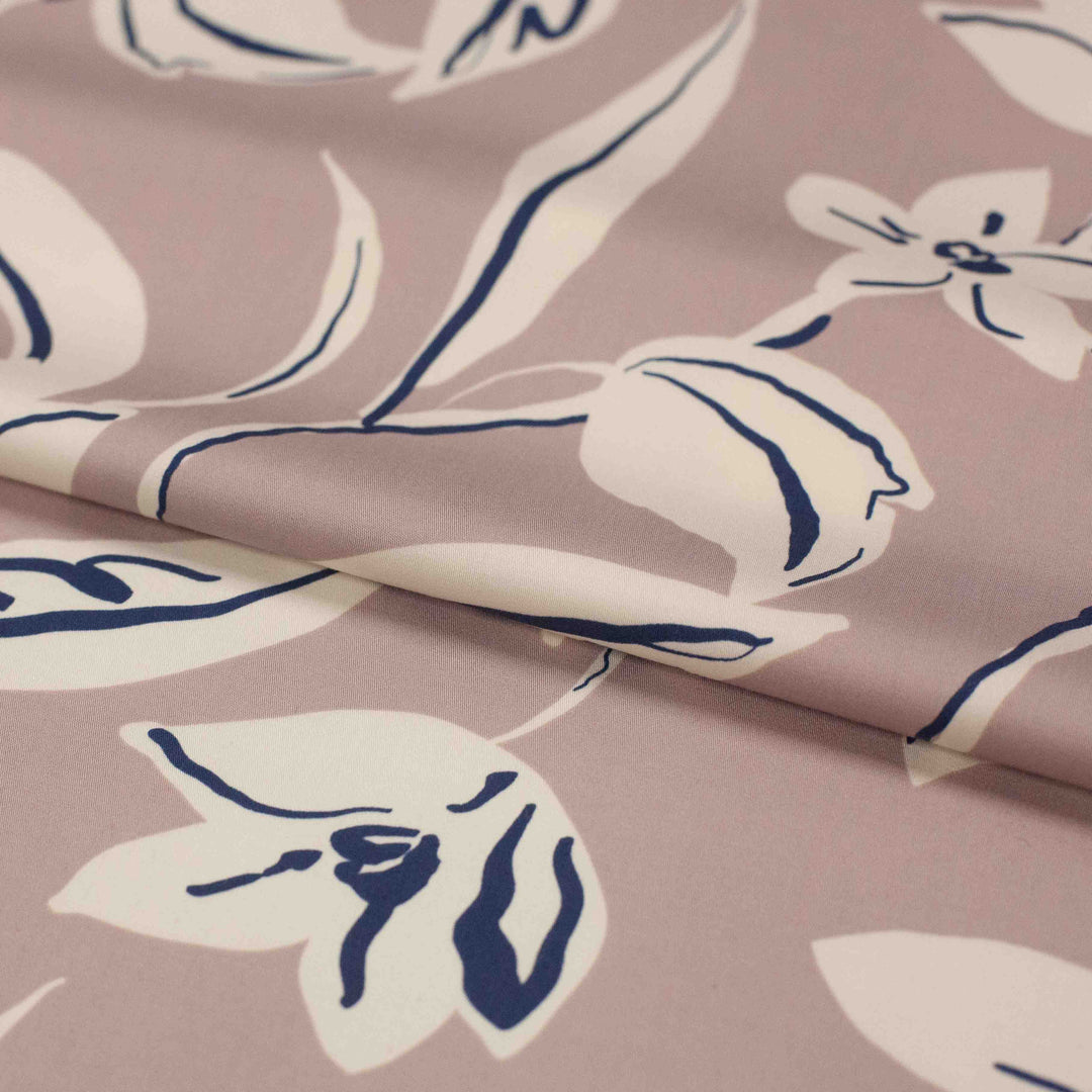Rayon Challis - Japanese Gestural Flowers - Mauve