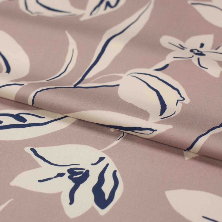 Rayon Challis - Japanese Gestural Flowers - Mauve