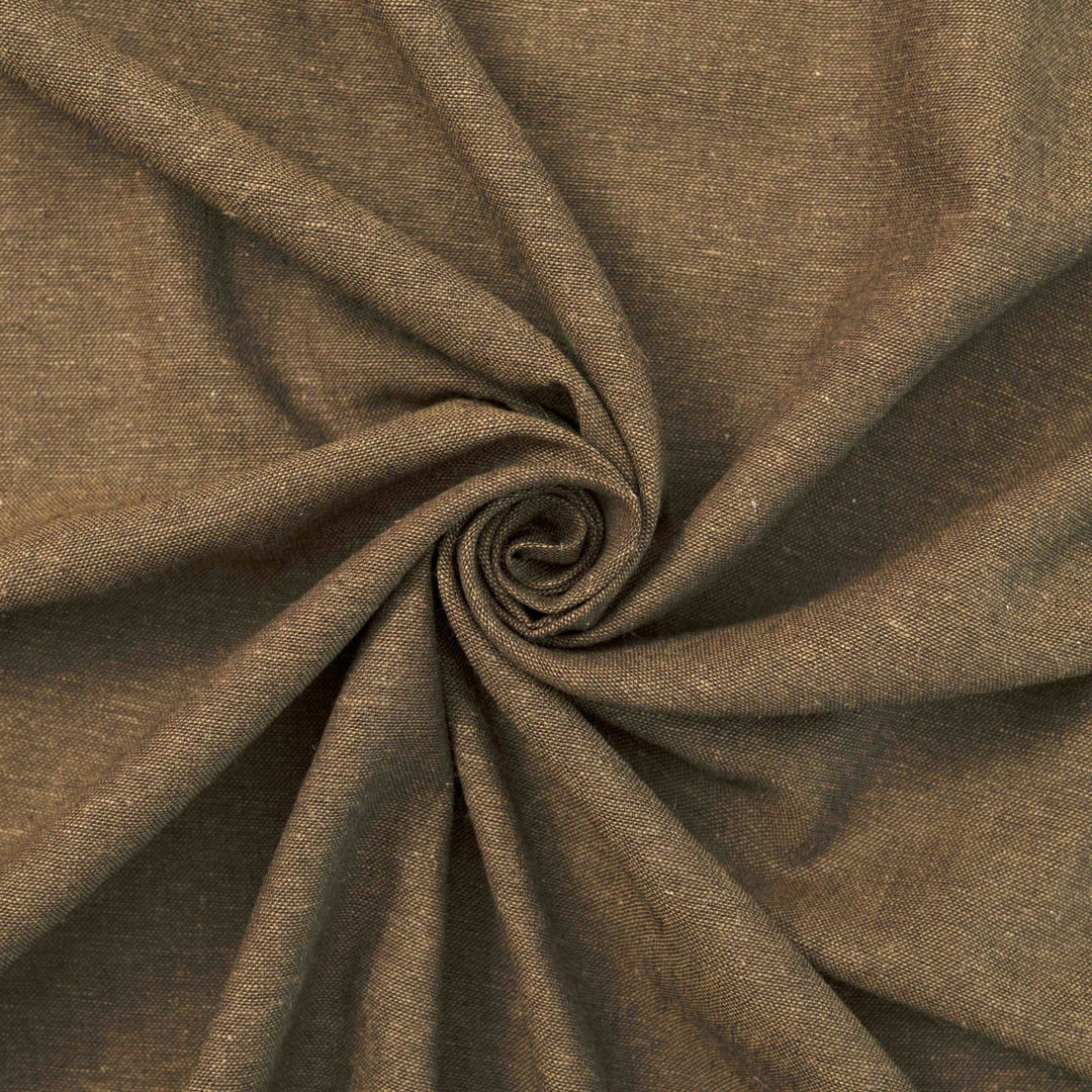 Close-up image of Linen/Rayon Yarn Dye fabric in fern green showing yarn-dyed texture and subtle color variations.