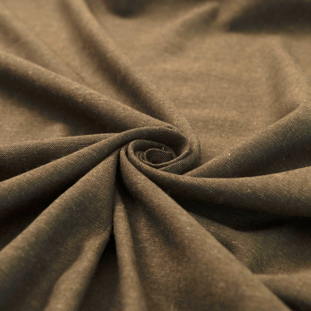 Close-up image of Linen/Rayon Yarn Dye fabric in fern green showing yarn-dyed texture and subtle color variations.