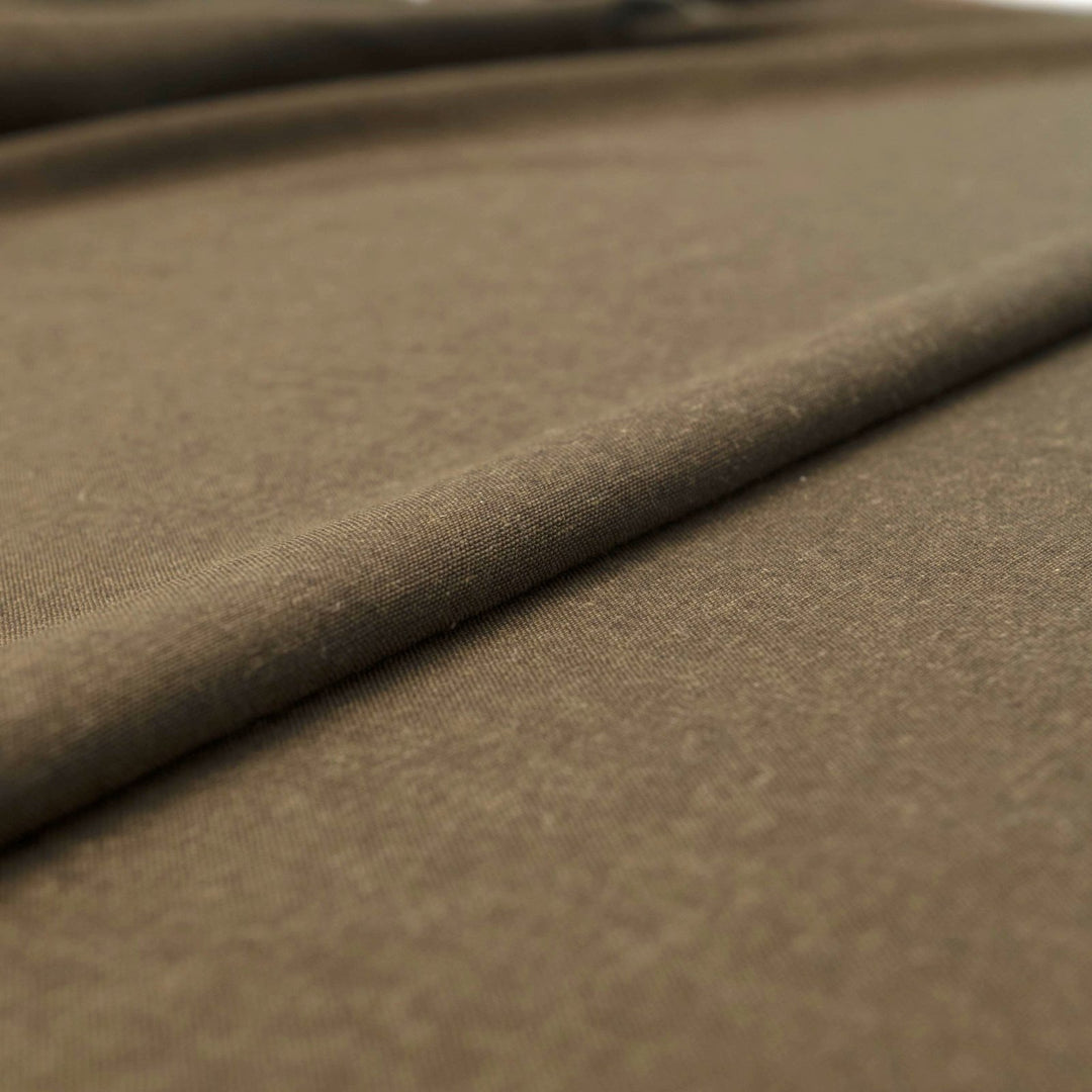 Close-up image of Linen/Rayon Yarn Dye fabric in fern green showing yarn-dyed texture and subtle color variations.