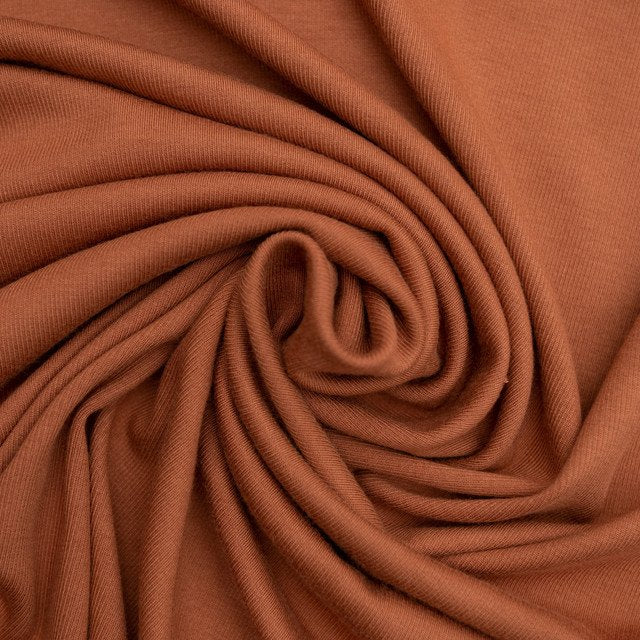 Caramel Tencel Rib Knit Fabric - 90% Tencel 10% Spandex - Stretchy Eco-Friendly Ribbed Material for Sewing