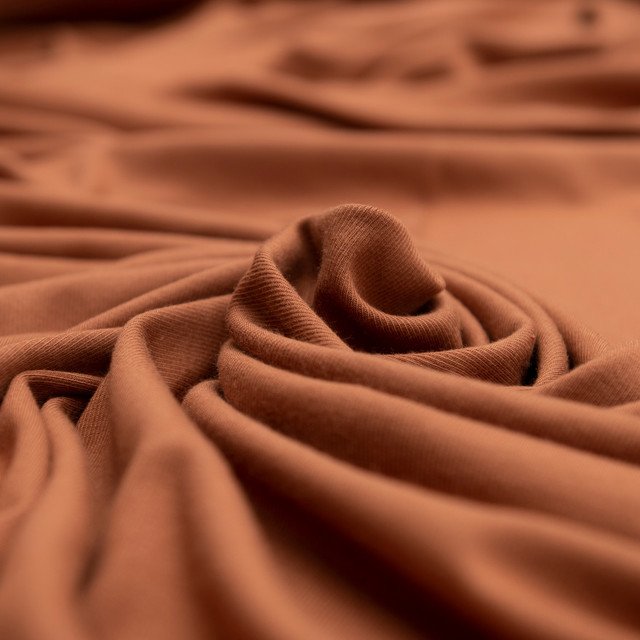 Caramel Tencel Rib Knit Fabric - 90% Tencel 10% Spandex - Stretchy Eco-Friendly Ribbed Material for Sewing