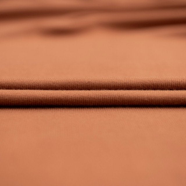Caramel Tencel Rib Knit Fabric - 90% Tencel 10% Spandex - Stretchy Eco-Friendly Ribbed Material for Sewing