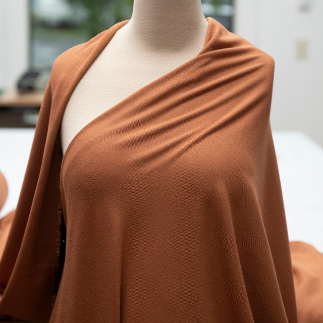 Caramel Tencel Rib Knit Fabric - 90% Tencel 10% Spandex - Stretchy Eco-Friendly Ribbed Material for Sewing