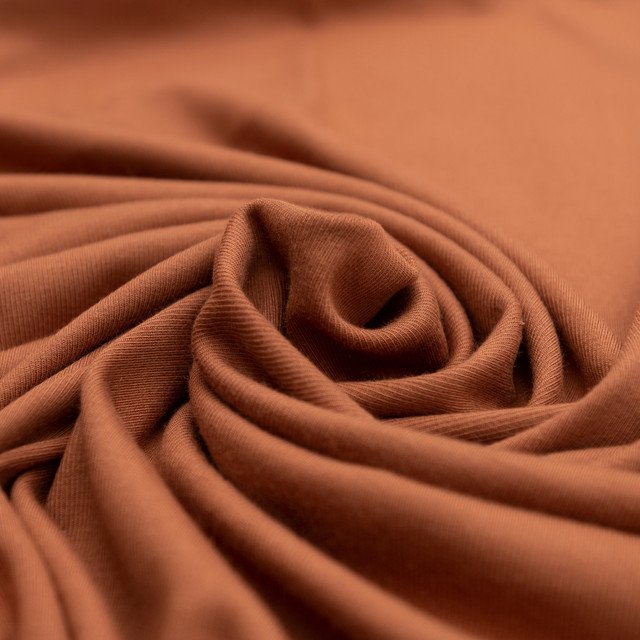 Caramel Tencel Rib Knit Fabric - 90% Tencel 10% Spandex - Stretchy Eco-Friendly Ribbed Material for Sewing