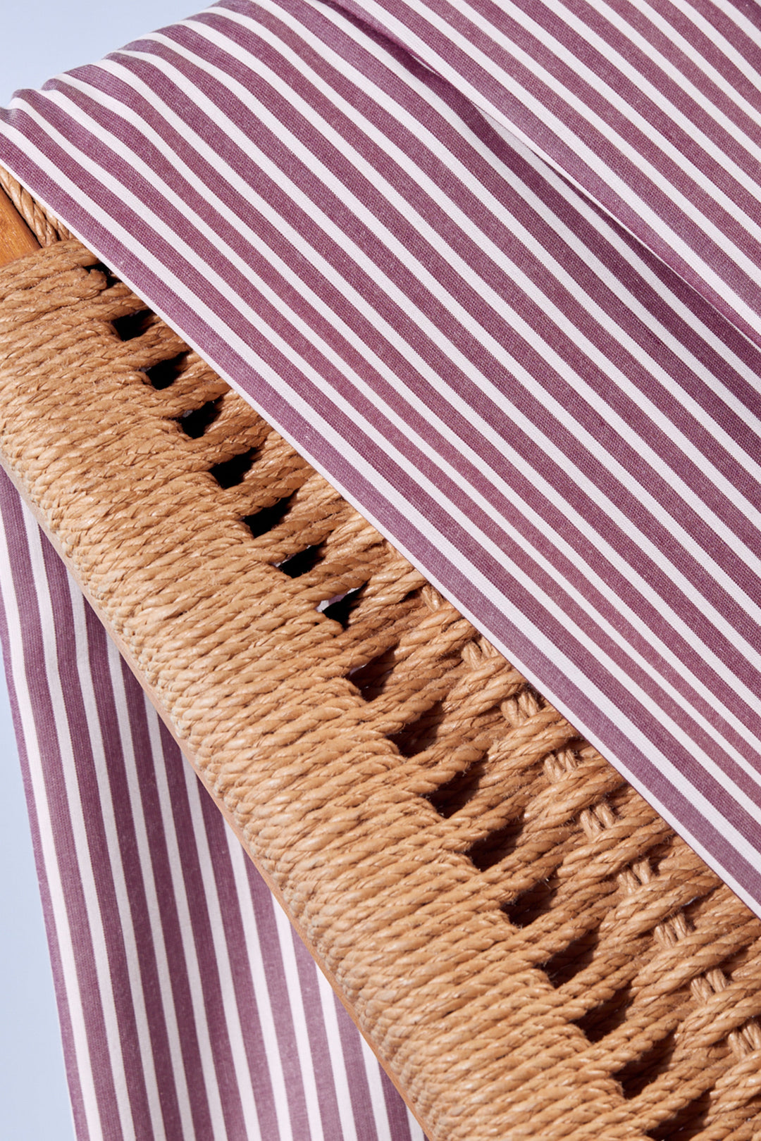 Viscose woven stripe fabric in Sunray Dahlia - Raspberry and White, ideal for dresses and blouses