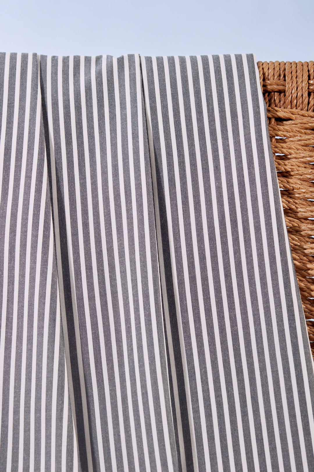 Viscose Woven Stripe Sunray Forest Gray and White fabric – lightweight viscose/modal material for dresses, skirts, and blouses