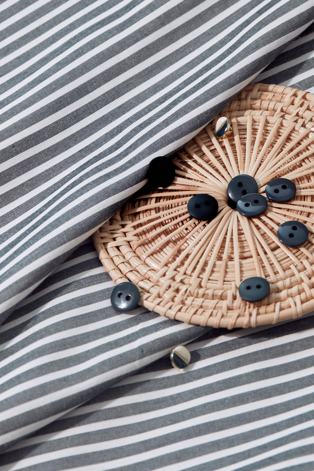 Viscose Woven Stripe Sunray Forest Gray and White fabric – lightweight viscose/modal material for dresses, skirts, and blouses