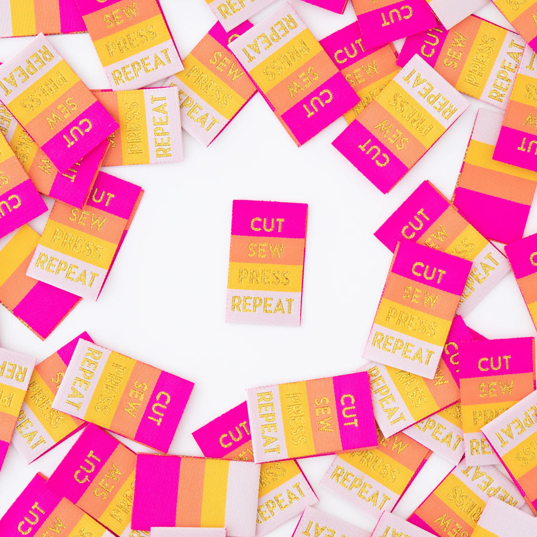 Cut Sew Press Repeat Tied with a Ribbon - Woven Label by Sarah Hearts