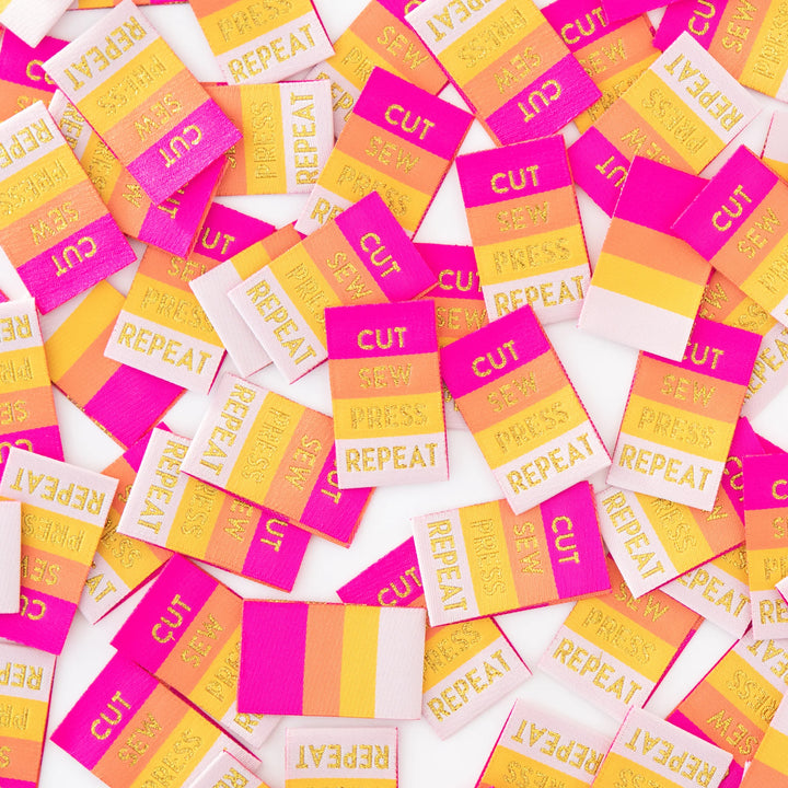 Cut Sew Press Repeat Tied with a Ribbon - Woven Label by Sarah Hearts