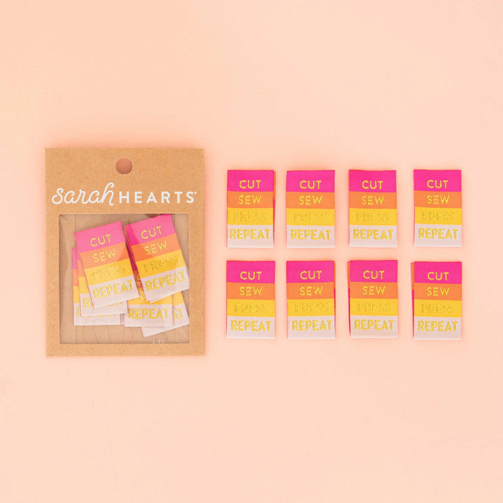 Cut Sew Press Repeat Tied with a Ribbon - Woven Label by Sarah Hearts