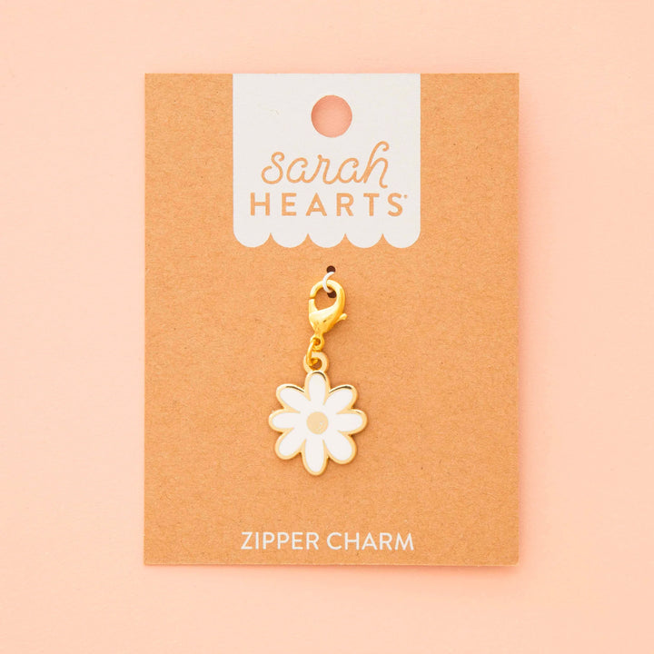 White Daisy Zipper Charm