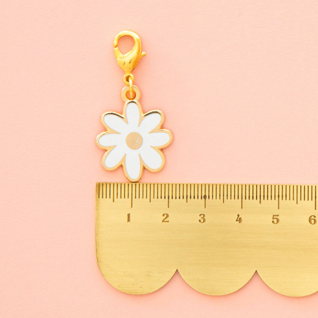 White Daisy Zipper Charm