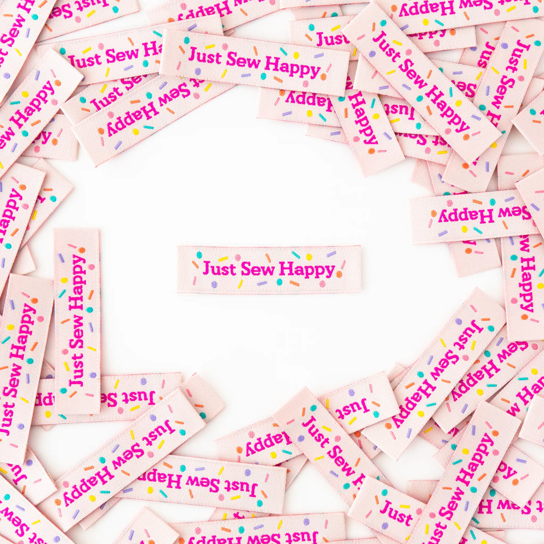 Just Sew Happy Tied with a Ribbon - Woven Label by Sarah Heartsls