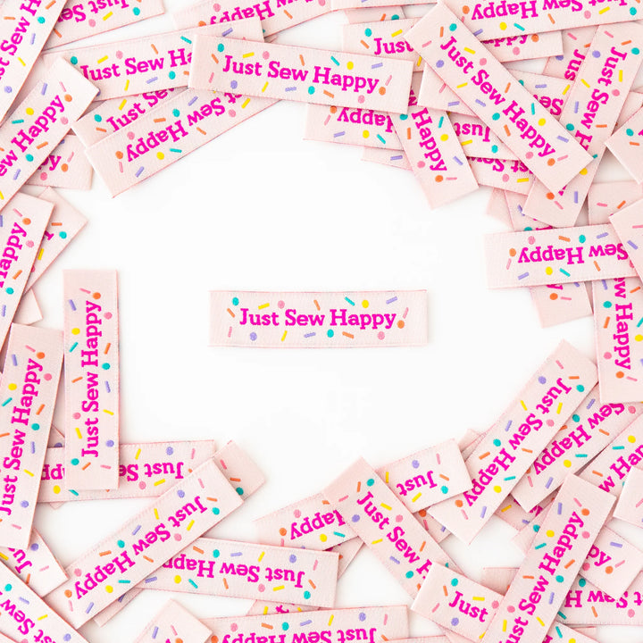 Just Sew Happy Tied with a Ribbon - Woven Label by Sarah Heartsls