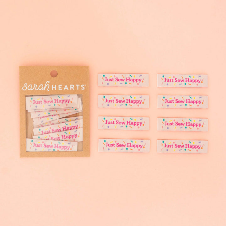 Just Sew Happy Tied with a Ribbon - Woven Label by Sarah Heartsls